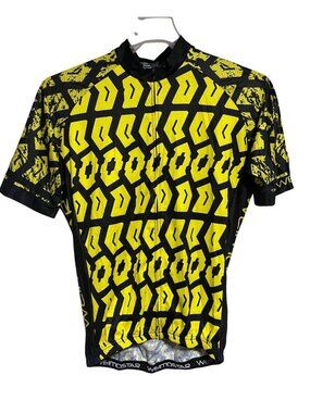 Weimostar Cycling Jersey Mens L Short Sleeve Yellow Black Geometric Quick-Dry